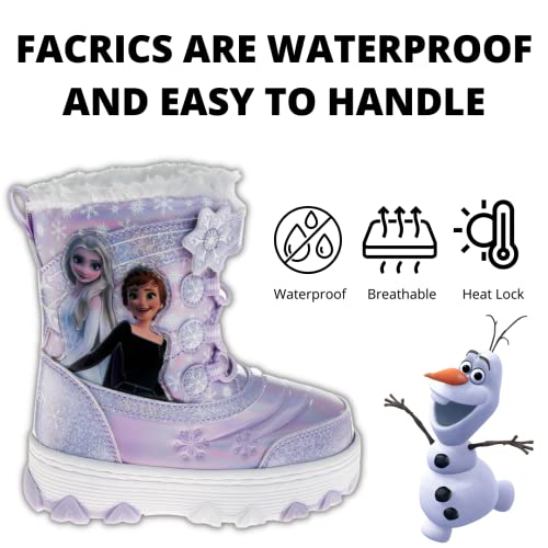 Disney Girls Frozen Elsa And Anna Snow Boots - Snowflakes Fur Trim (Toddler/Little Kid), Purple (10 Medium, Toddler) #TOP4