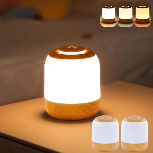 2 Pack Bedside Lamps, Small Touch Lamp, Kids Night Light, 3-Way Dimmable Warm & Cold Night Lamps