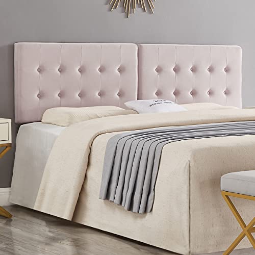 24Kf Pink Wall Mounted Tufted Button King Headboard, Soft Comfortable Velvet Padded King/Ca King Size Headboard-6035-K-Pink #TOP7