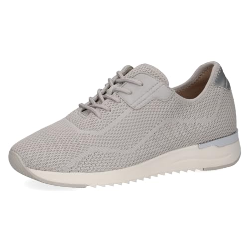 CAPRICE Damen Sneaker flach mit Schnürsenkeln Bequem, Grau (Pebble Knit), 37 EU