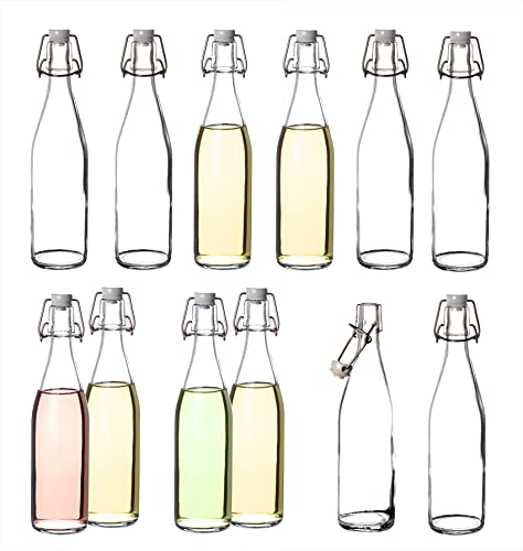 BigDean 6x Glasflaschen mit Bügelverschluss 500 ml - Draht-Bügelflasche zum Ansetzen von Ölen, Alkohol, Likören, Säften - Luftdicht - Made in Germany BigDean 6x Glasflaschen mit Bügelverschluss 500 ml - Draht-Bügelflasche zum Ansetzen von Ölen, Alkohol, Likören, Säften - Luftdicht - Made in Germany