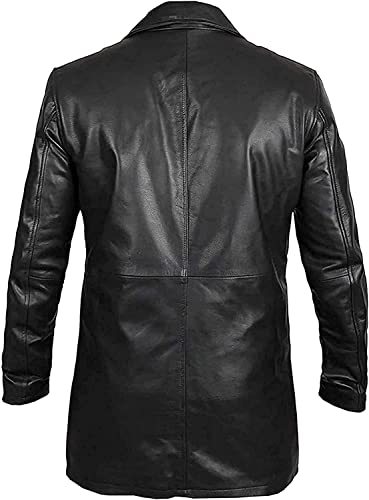 Image of Men's Four-Button Lambskin Leather Car Coat
