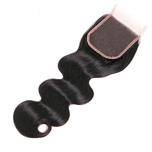 9A Brazilian Hair Body Wave Lace Closure Brazilian Virgin Human Hair Body Wave 5x5 Lace Closure Free Part Natural Black (12Inch 5X5 Lace Closure)