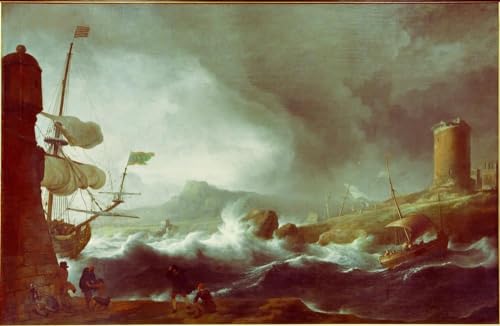 Impression d'affiches Stormy Sea toile Backhuysen décoration murale 60x90cm