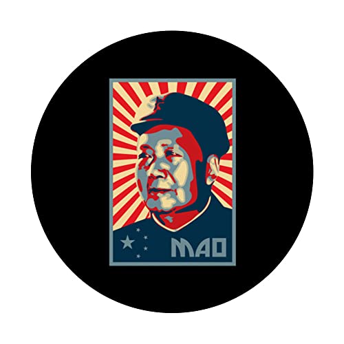 Mao Zedong Tse Tung Chairman Mao China Chinese Patriot PopSockets Swappable PopGrip, Black - Image 3