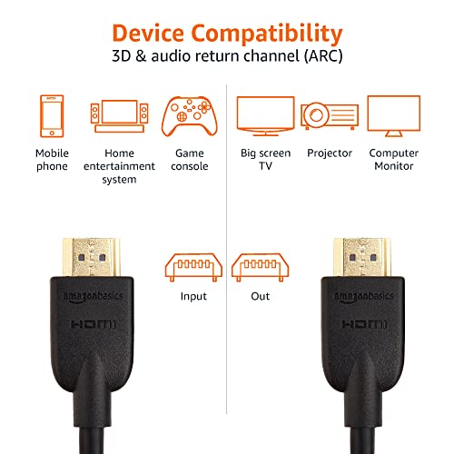 Image of amazon basics High-Speed HDMI Cable, 6 Feet (4-Pack),Black