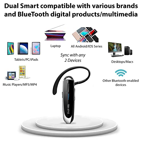 Tek Styz V5.0 Csr Wireless Bluetooth Earpiece For Samsung Galaxy S6 To S23 Ultra/Galaxy A/Z Flip & Fold / A8 Tab, Ipx3 Waterproof Mic Headset Cvc 6.0 Dual Noise Cancelling & 24H Talk Time/Playtime #TOP4