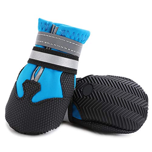 Dimicoo Winter Dog Boots Neoprene Nonslip Rubber Sole For Snow Blue S (Pack Of 4) #TOP4
