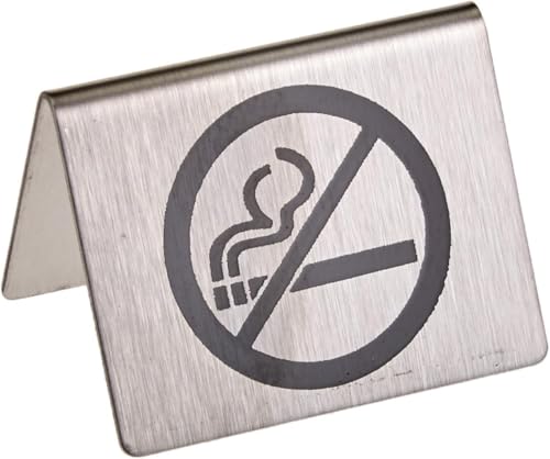 New Star Foodservice Stainless Steel Table Tent Sign (Silver (No Smoking), 2 x 1.5-Inch (Set of 6))