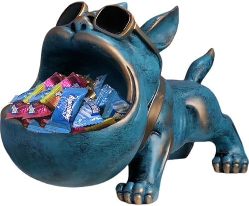 Pug French Bulldog Statue Key Bowl for Entryway Table and