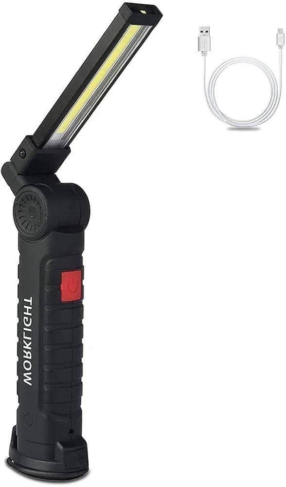 Portable Rechargeable Magnetic LED Work Light, 4 Lighting Modes, USB Rechargeable Inspection Lamp with Magnet Base & Hook, COB Emergency Torch for Car Repair, Garage, Camping, Home Use-image-48
