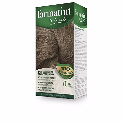 Farmatint Gel 7C Rubio Ceniza | Color natural y duradero | Componentes vegetales y aceites naturales | Sin amoníaco | Sin parabenos | Dermatológicamente testado
