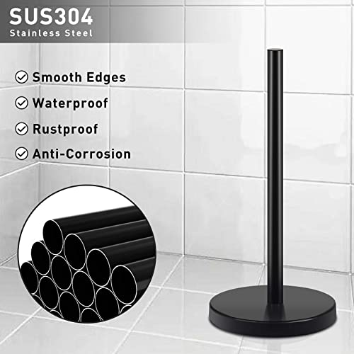 Free Standing Toilet Paper Holder Stand, Sus304 Stainless Steel Toilet Paper Storage For Bathroom，Matte Black #TOP2