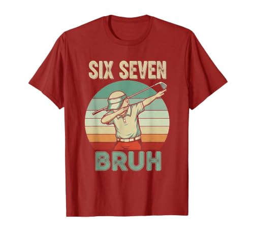 Retro 67 Meme 6 7 Six Seven Bruh Golf Golfer Vintage Golfing T-Shirt, Men, Cranberry Red, 3X-Large