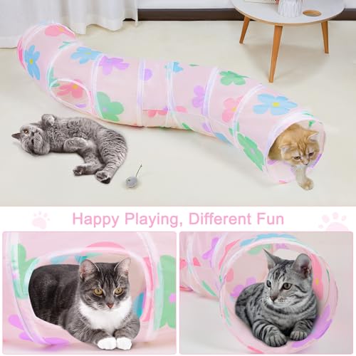 Image of Glittme Cat Tunnel, Cat Tunnels for Indoor Cats, S-Shape Cats Cave with Cat Toys, Foldable Cat Tubes and Tunnels for Cats, Rabbit, Puppy, Guinea Pig