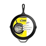 Lodge Pre-Seasoned Cast Iron Skillet for Indoor and Outdoor Use. Induction Frying Pan. Oven, Grill and Metal Utensil Safe Skillet Frying Pan with Pouring Lips. Made in The USA. 30.5 cm/12 inch