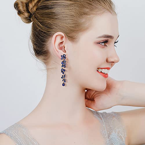 Crysdue Wedding Cubic Zirconia Bridal Dangle Earrings for Bride Bridesmaid Women, Chandelier Drop Earring for Prom Pageant Party3