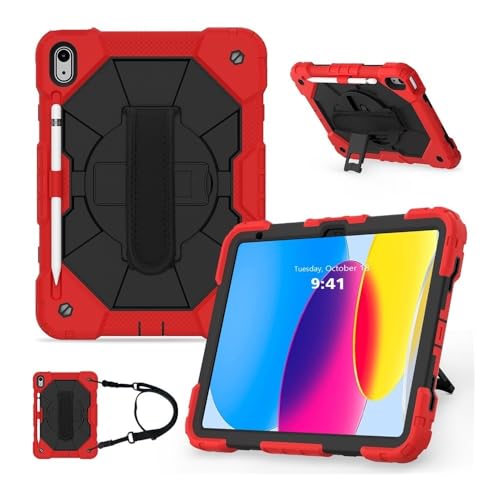 Coque Samsung Galaxy Tab S9 S8 S7 silicone avec bandoulière et support rouge noir
