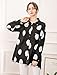 Minibee Women's Button Down Tunic Tops Polka Blouse Cotton Shirts Black XL