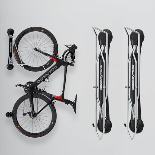 Image of Steadyrack Bike Rack for Road Bikes - The Original Wall Mounted Vertical Bike Storage - Fits Narrow Tires