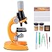 ERYUE High Definition 40X‑1200X Monocular Biological Microscope for Child, LED Light Microscope Kit for Cultivating Handson Ability and Curiosity, Plastic Set with Accessories (Orange)
