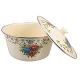 Holibanna Emaille-schüssel Retro-design Suppenbecken Mit Deckel Gemüsebecken Für Zuhause Und Restaurant