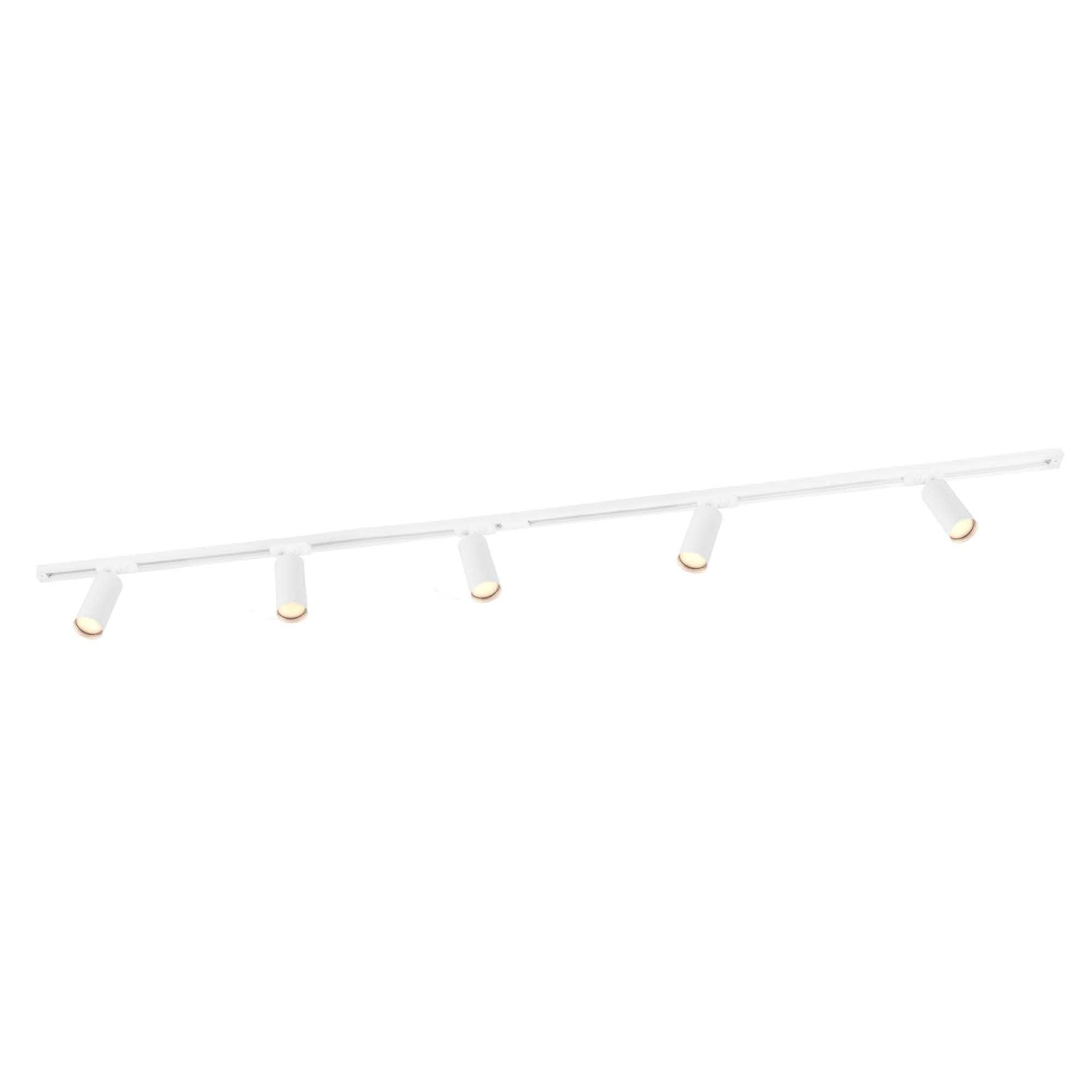 Ledvion - Track Lighting, 2m, 1-Phase, Without GU10 Light Source, White, 5 Spotlights, Ceiling Lights, gu10 led Bulbs, Kitchen Lights Ceiling, Extendable & Flexible