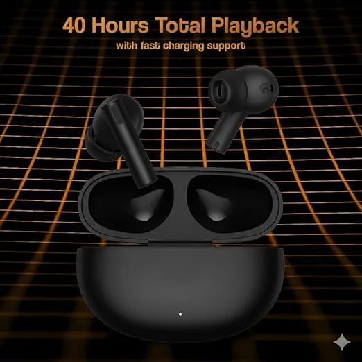 Image of Compatible with Realme Buds Air 6 Bluetooth TWS Earbuds with Active Noise Cancellation, Balanced Sound and Comfort (Black)