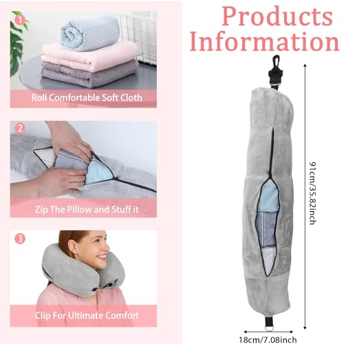 JIYIN Befüllbares Nackenkissen, U-förmiges Multifunktionales Nackenkissen Bezug Stützkissen Stopfbares Reisekissen Weicher Kissenbezug für Reisen Kein Füllstoff (Grau)