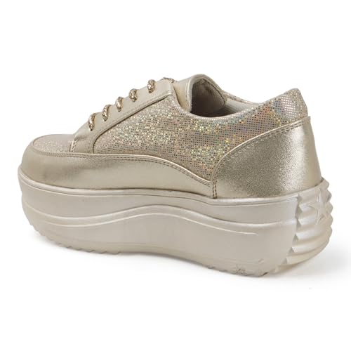 Image of Vendoz Women Casual Wedding I Glittery Embellished Sneakers I Comfortable and Stylish I Lightweight Stylish Shoes for Girls CNV4044