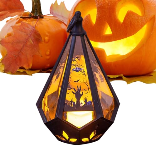 Faroles de interior para decoración de Halloween, luces espeluznantes de mano de bruja de castillo, funciona con pilas, para césped, , porche, fiesta, camping, hogar, patio, patio, jardín