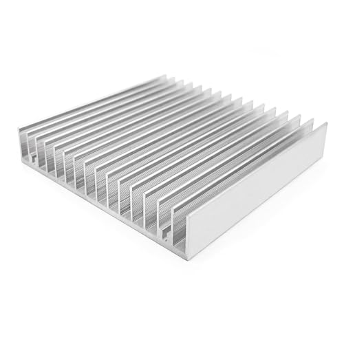 Awxlumv 100mm Heatsink 100x100x18mm/ 3.94''x3.94''x0.71'' Heat Sinks Radiator for Circuit Board Transistor Semiconductor Devices Control System Multimedia Components Equipment with 16 Fins - Sliver
