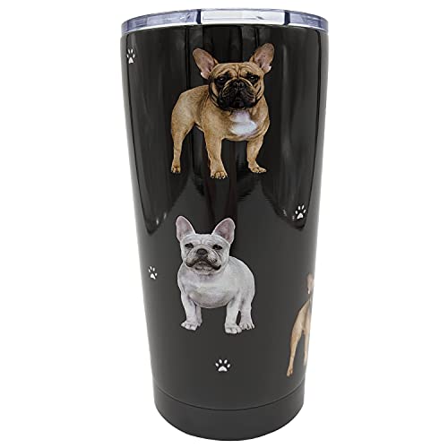 French Bulldog PetBella Insulated Tumbler with Lid 16 oz Stainless Steel Vacuum Insulated Double Wall Travel Thermos Tumbler Dog Breed Design Thermos Mug with Splash Proof Lid