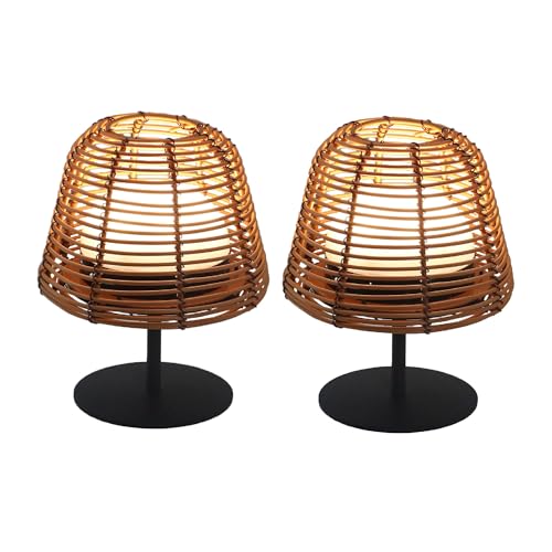 Juego de 2 lámparas de mesa LED inalámbricas TWINS Boheme H16cm Poliratán