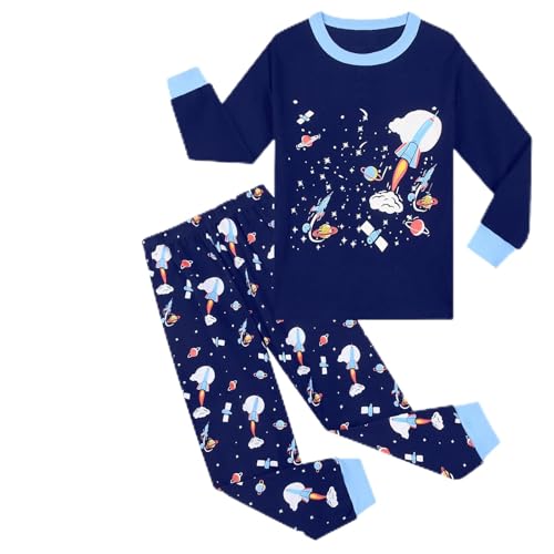 Pilipulu Pijamas Niños Algodón Puro Dinosaurio Coche Espacio Manga Larga Otoño Invierno 9 Años