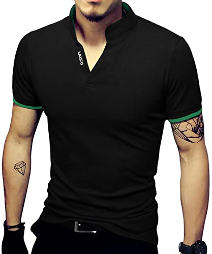LOGEEYAR Mens Fashion Polo Henley Shirts Short/Long Sleeve Casual T-Shirts Slim Fit Cotton Polo Shirts for Men