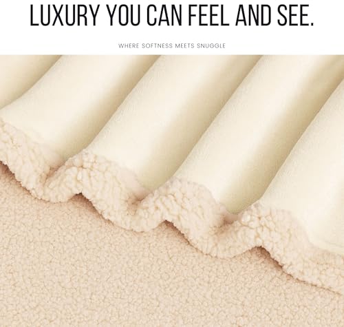 Image of VAS COLLECTIONS Premium Sherpa Flannel Blanket | 460 GSM Ultra-Soft Plush Heavyweight Blanket | Warm & Cozy Winter Comforter for Bedroom - (Off White, 58x88 Inches, Single (2300 g))