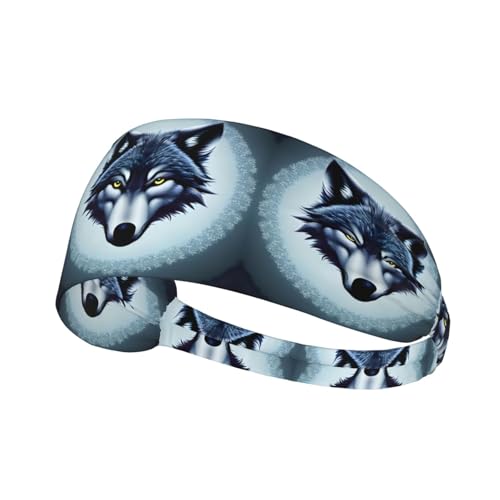 Fierce Wolf Head - Bandas elásticas antideslizantes que absorben el sudor para mujeres y hombres, diadema de entrenamiento para gimnasio, correr, yoga, tenis