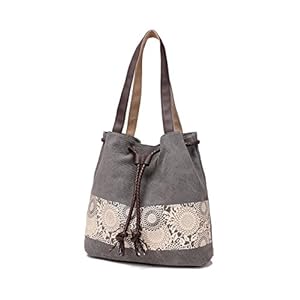Women Printing Canvas Shoulder Bag Casual Handbags Purse Retro Tote