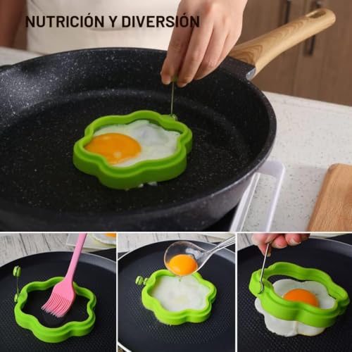 Miniatura 2 de 4pcs Molde Huevo Frito, Silicona Huevo Frito Anillos, Molde Antiadherente Para Huevos Fritos, Cocina De Huevos De Grado Alimenticio, Para Huevos Fritos, Panqueques 4 Formas,Vistoso