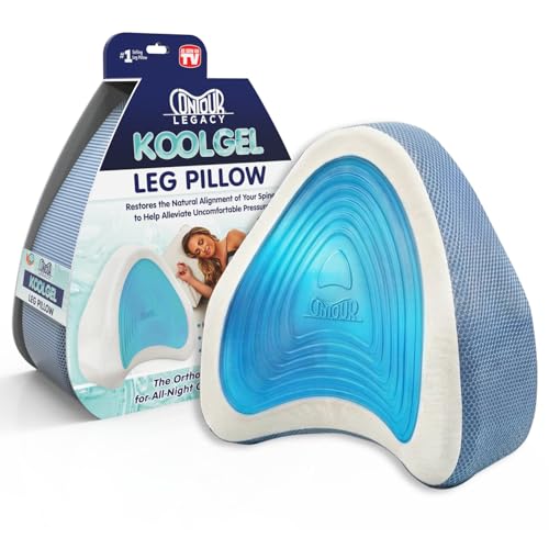 Contour Legacy Cool Gel Leg & Knee Memory Foam Side Sleeper Support Pillow - Soothing Pain Relief for Sciatica, Back, Hips Knees & Joints