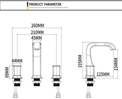 Hansgrohe AXOR Citterio C Mezclador De 3 Agujeros Para Lavabo 125, Con