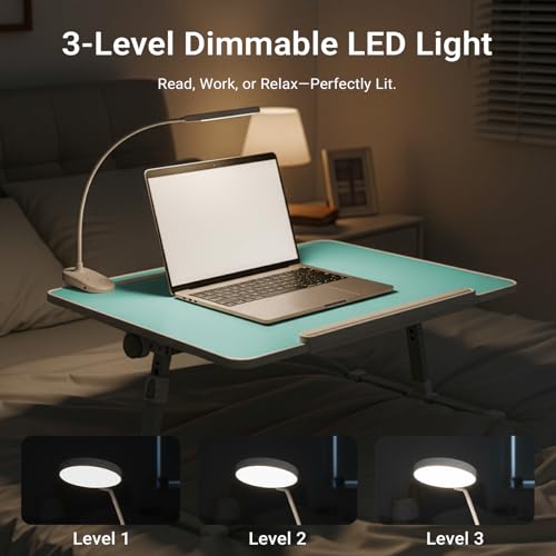 Image of iXTRA Adjustable Laptop Lap Desk with Cooling Fan USB Light for Adults