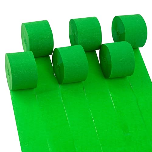 Suaxova 6 Rolls 492ft Colorful Crepe Paper Streamers Pack of Paper Party Streamers for Green Party Decorations Birthday Decorations Baby Shower Decorations (1.8 Inch x 82 Ft/Roll)