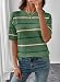 SHEWIN Womens Tops Crew Neck Short Sleeve Shirts for Women Lightweight Striped Womens Summer Sweaters Pullover Spring Outfits for Women,(US 8-10) M,Green