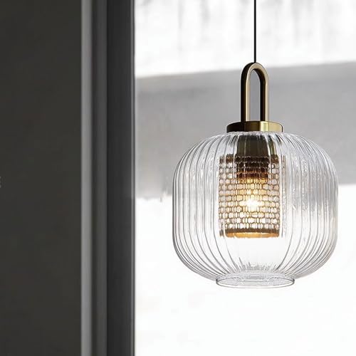 Abat-jour de lustre lanterne en verre E27 au design scandinave pour plafond - 3