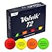 Volvik T2 Ionomer Polymer Low Side Spin Matte Finished Long Distance Balls 2-Pieces, 1 Dozen (Multicolor)