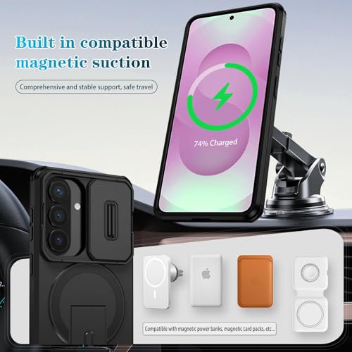 Image of ShieldTech MagStand Series Case for Samsung Galaxy S26 5G, Mobile Phone Cover with Sliding Camera Shield, Mag-Safe, Kickstand, Shockproof for Samsung Galaxy S26 5G - Black