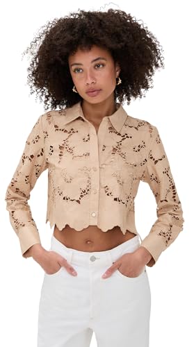 L'AGENCE Women's Seychelle Cropped Button Down Shirt