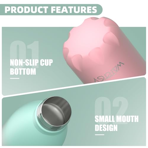 Image of WATERSY Stainless Steel Water Bottle, 17oz /500ml Insulated Pink Bottle Keeps Drink Cold and Hot, BPA Free for School, Gym, Travel, Sports